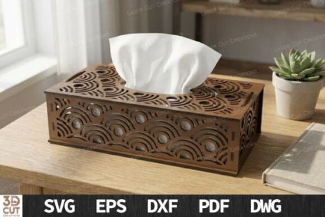 Caja decorativa pañuelos para corte láser y CNC, MDF A3