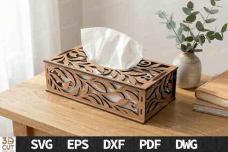 Caja decorativa pañuelos para corte láser y CNC, MDF A3