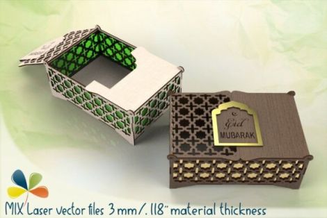 Caja regalo Ramadán para corte láser CNC, archivos SVG y DXF incluidos
