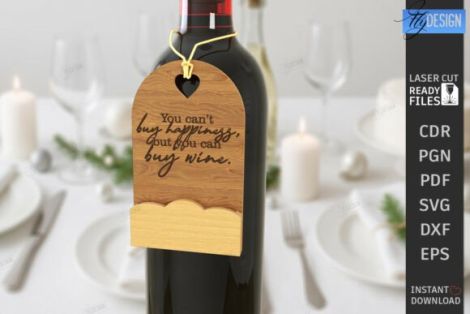 Etiquetas personalizadas para botellas de vino para corte láser y CNC