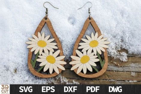 Pendientes florales decorativos para corte láser y CNC