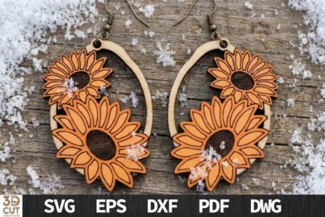 Pendientes florales decorativos para corte láser y CNC