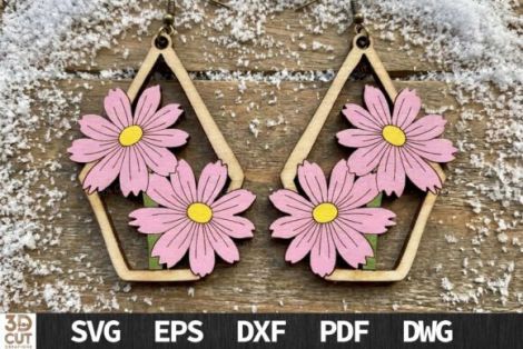 Pendientes florales decorativos para corte láser y CNC