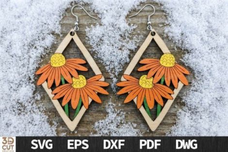 Pendientes florales decorativos para corte láser y CNC