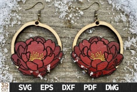 Pendientes florales decorativos para corte láser y CNC