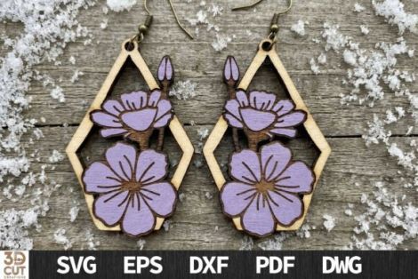 Pendientes florales decorativos para corte láser y CNC