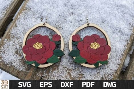 Pendientes florales decorativos para corte láser y CNC