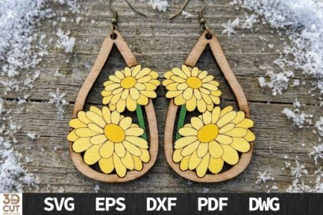 Pendientes florales decorativos para corte láser y CNC