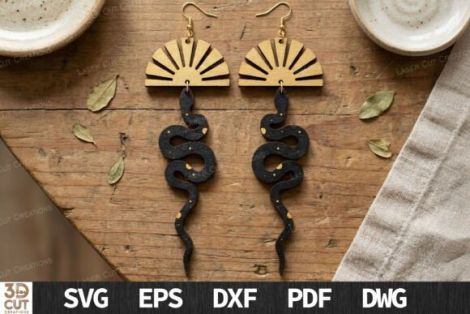 Pendientes Boho Nature para corte láser y CNC