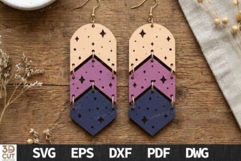 Pendientes Boho Nature para corte láser y CNC