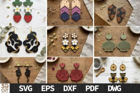 Pendientes Boho Nature para corte láser y CNC