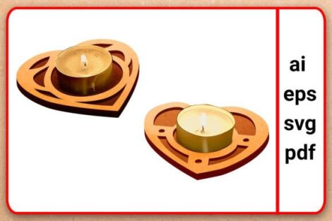 Candelabro decorativo en forma de corazón para corte láser y CNC