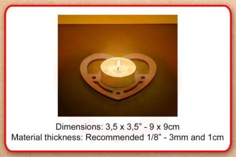 Candelabro decorativo en forma de corazón para corte láser y CNC