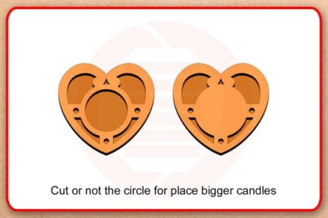 Candelabro decorativo en forma de corazón para corte láser y CNC