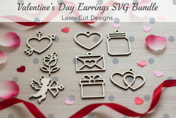 Pendientes San Valentín para corte láser y CNC