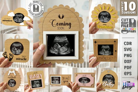 Marcos de ultrasonido para Baby Scan en MDF, ideal para corte láser y CNC