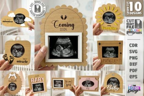 Marcos de ultrasonido para Baby Scan en MDF, ideal para corte láser y CNC