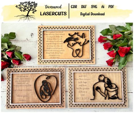 Cuadro de San Valentín para corte láser, archivos SVG y DXF incluidos