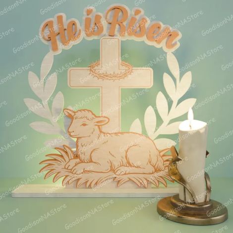Juego de 7 decoraciones Pascua resucitado para corte láser y CNC