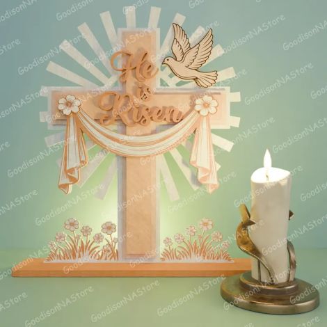 Juego de 7 decoraciones Pascua resucitado para corte láser y CNC