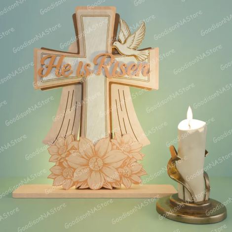 Juego de 7 decoraciones Pascua resucitado para corte láser y CNC