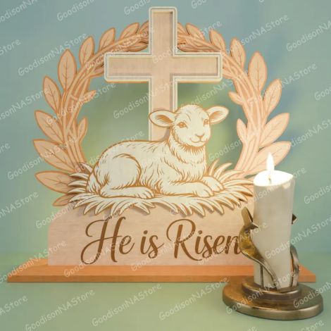 Juego de 7 decoraciones Pascua resucitado para corte láser y CNC