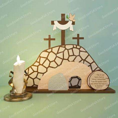 Juego de 7 decoraciones Pascua resucitado para corte láser y CNC