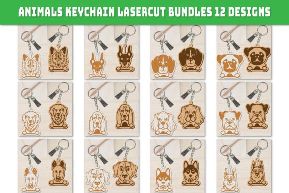 Diseño de llavero animal para corte láser y CNC, perfecto para joyería y accesorios