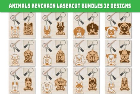 Diseño de llavero animal para corte láser y CNC, perfecto para joyería y accesorios