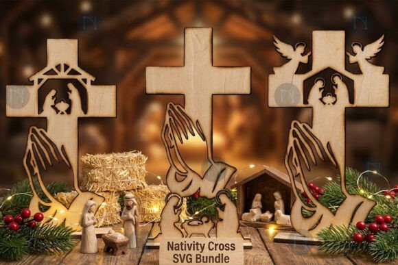 Cross Navidad para corte láser y CNC, diseño para MDF perfecto para manualidades