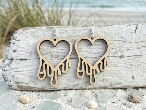 Pendientes de corazón San Valentín para corte láser y CNC, archivos SVG y DXF incluidos