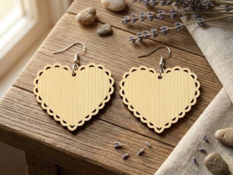 Pendientes de corazón San Valentín para corte láser y CNC, archivos SVG y DXF incluidos