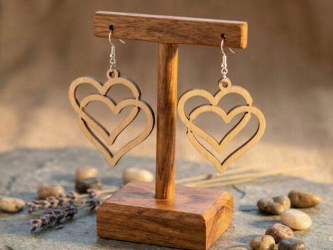 Pendientes de corazón San Valentín para corte láser y CNC, archivos SVG y DXF incluidos