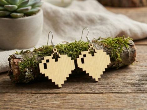 Pendientes de corazón San Valentín para corte láser y CNC, archivos SVG y DXF incluidos