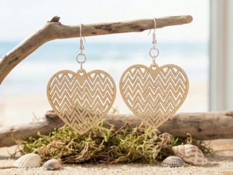 Pendientes de corazón San Valentín para corte láser y CNC, archivos SVG y DXF incluidos
