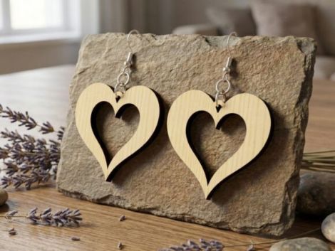 Pendientes de corazón San Valentín para corte láser y CNC, archivos SVG y DXF incluidos