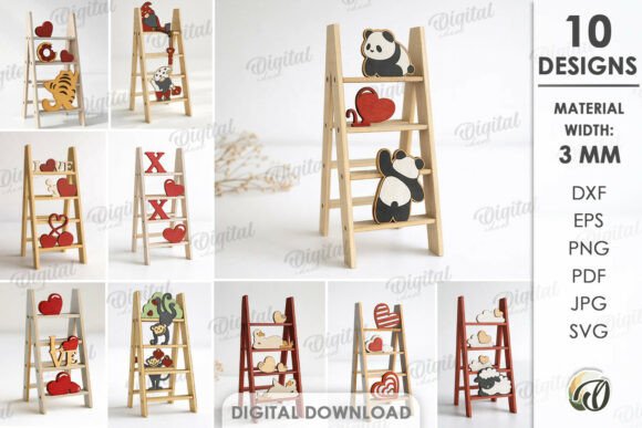 Mini escaleras San Valentín para corte láser y CNC