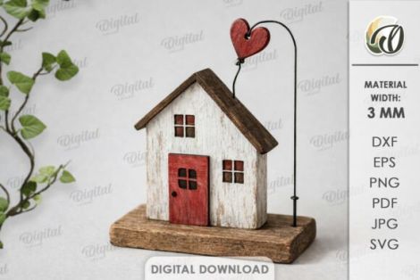 Casas de madera flotante para corte láser y CNC, perfecto para decoración y manualidades