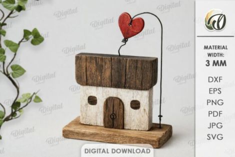 Casas de madera flotante para corte láser y CNC, perfecto para decoración y manualidades