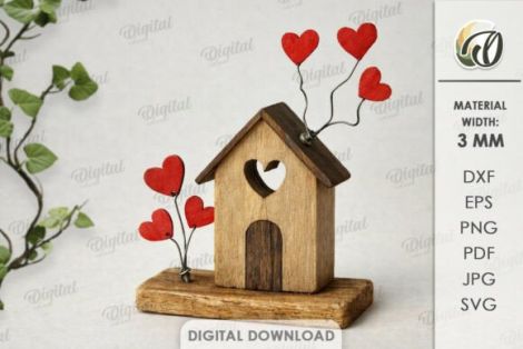 Casas de madera flotante para corte láser y CNC, perfecto para decoración y manualidades