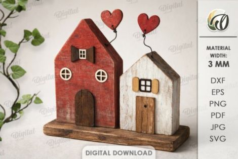 Casas de madera flotante para corte láser y CNC, perfecto para decoración y manualidades