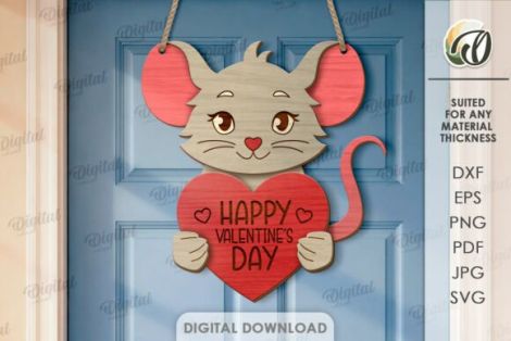 Paquete de colgadores de puerta San Valentín para corte láser y CNC