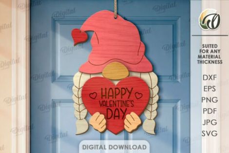 Paquete de colgadores de puerta San Valentín para corte láser y CNC