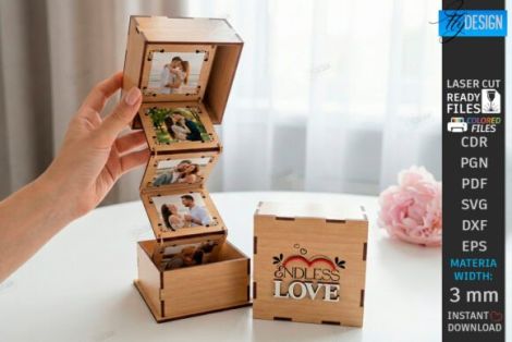 Cajas de recuerdos con fotos de amor para corte láser y CNC