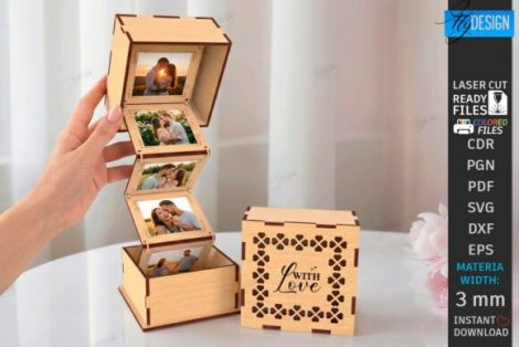 Cajas de recuerdos con fotos de amor para corte láser y CNC