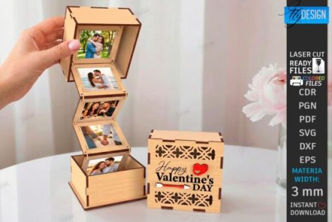 Cajas de recuerdos con fotos de amor para corte láser y CNC