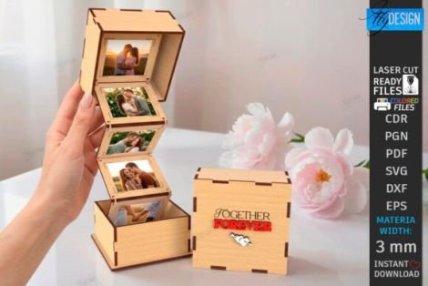 Cajas de recuerdos con fotos de amor para corte láser y CNC