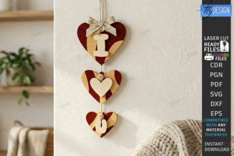 Adornos de Día del Amor para corte láser CNC, archivos SVG y DXF incluidos