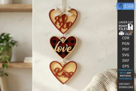 Adornos de Día del Amor para corte láser CNC, archivos SVG y DXF incluidos