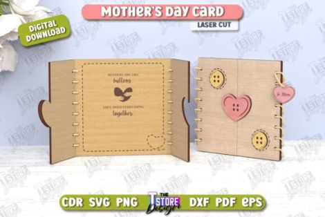 Tarjetas Día de la Madre para corte láser y CNC, decoración elegante